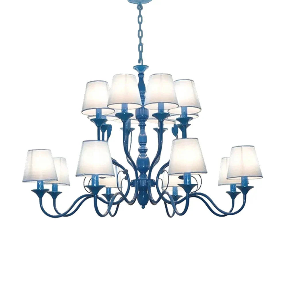 LIVARA 80/100cm Pendant Light Heavy-Duty Metal Frame Adjustable Chain Iron Ceiling Plate - Stylish Design with Corrosion Resistance - Blue