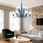 LIVARA 80/100cm Pendant Light Heavy-Duty Metal Frame Adjustable Chain Iron Ceiling Plate - Stylish Design with Corrosion Resistance - Blue