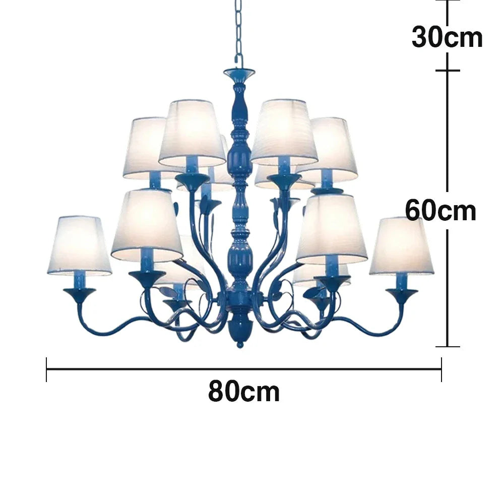 LIVARA 80/100cm Pendant Light Heavy-Duty Metal Frame Adjustable Chain Iron Ceiling Plate - Stylish Design with Corrosion Resistance - Blue