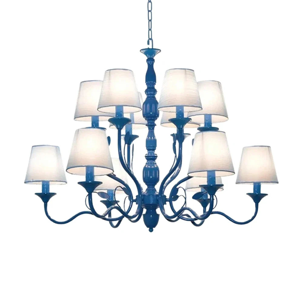 LIVARA 80/100cm Pendant Light Heavy-Duty Metal Frame Adjustable Chain Iron Ceiling Plate - Stylish Design with Corrosion Resistance - Blue