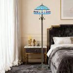 LIVARA Crystal Copper Shade Floor Lamp, Adjustable Height, Dual Soft Blue Glow, Heat-resistant Glass, E27 Socket