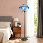 LIVARA Crystal Copper Shade Floor Lamp, Adjustable Height, Dual Soft Blue Glow, Heat-resistant Glass, E27 Socket