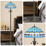 LIVARA Crystal Copper Shade Floor Lamp, Adjustable Height, Dual Soft Blue Glow, Heat-resistant Glass, E27 Socket