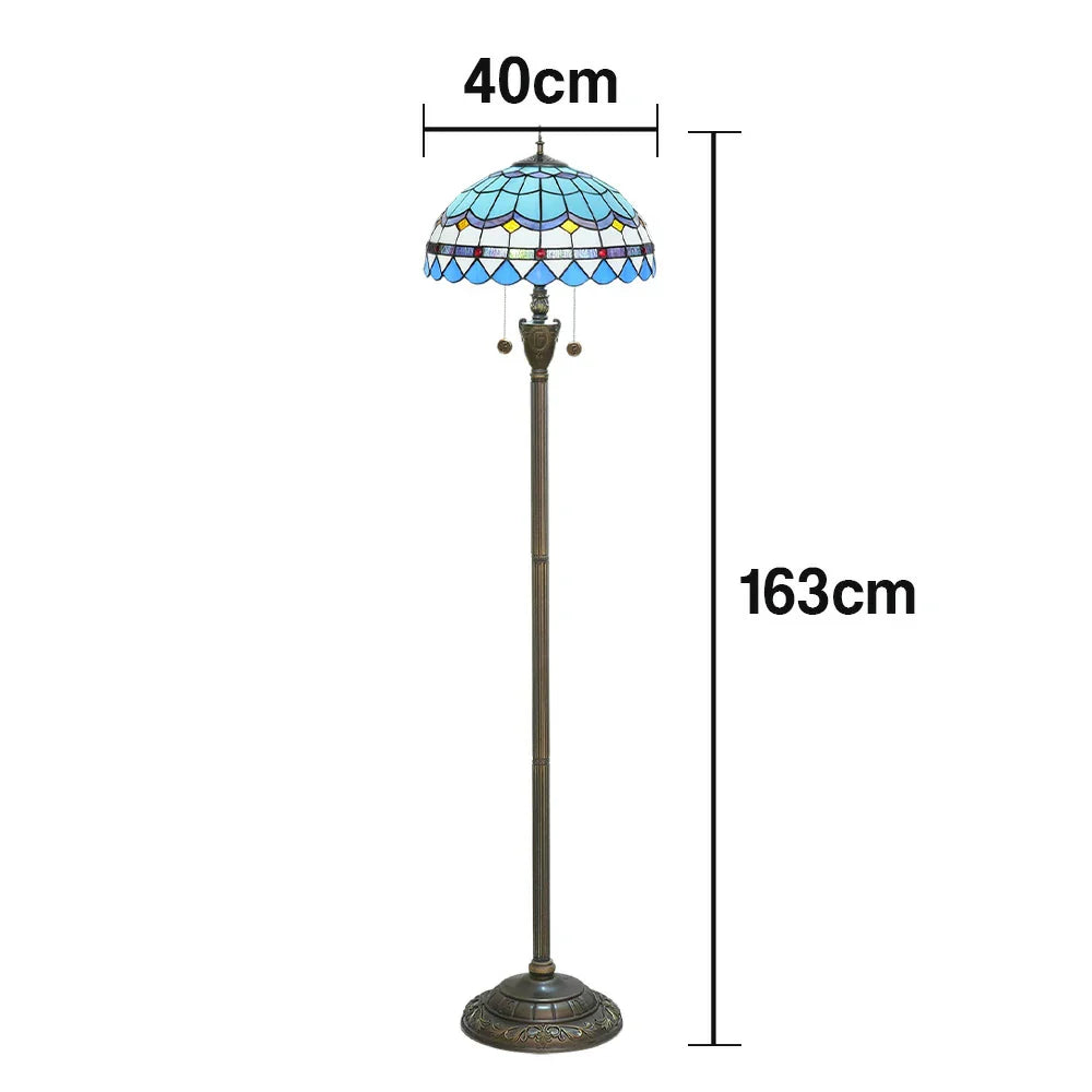LIVARA Crystal Copper Shade Floor Lamp, Adjustable Height, Dual Soft Blue Glow, Heat-resistant Glass, E27 Socket