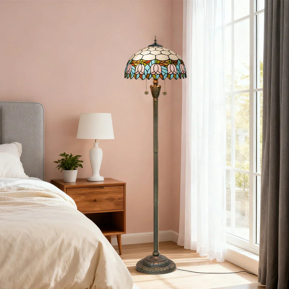 LIVARA Crystal Soft Switch, Floor Socket, Lamp Shade, Zipper Copper - E27 Glow Pink Pendant, for Adjustable Dual Height High-Temperature Glass