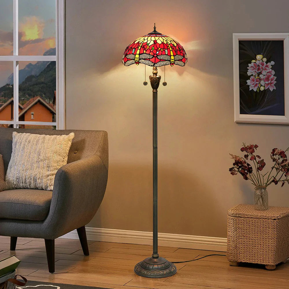 LIVARA Crystal Lamp E27 High-Temperature Floor Pendant, Glow Shade, Height Soft Adjustable - Copper Zipper for Switch, Wine Glass Socket, - Dual