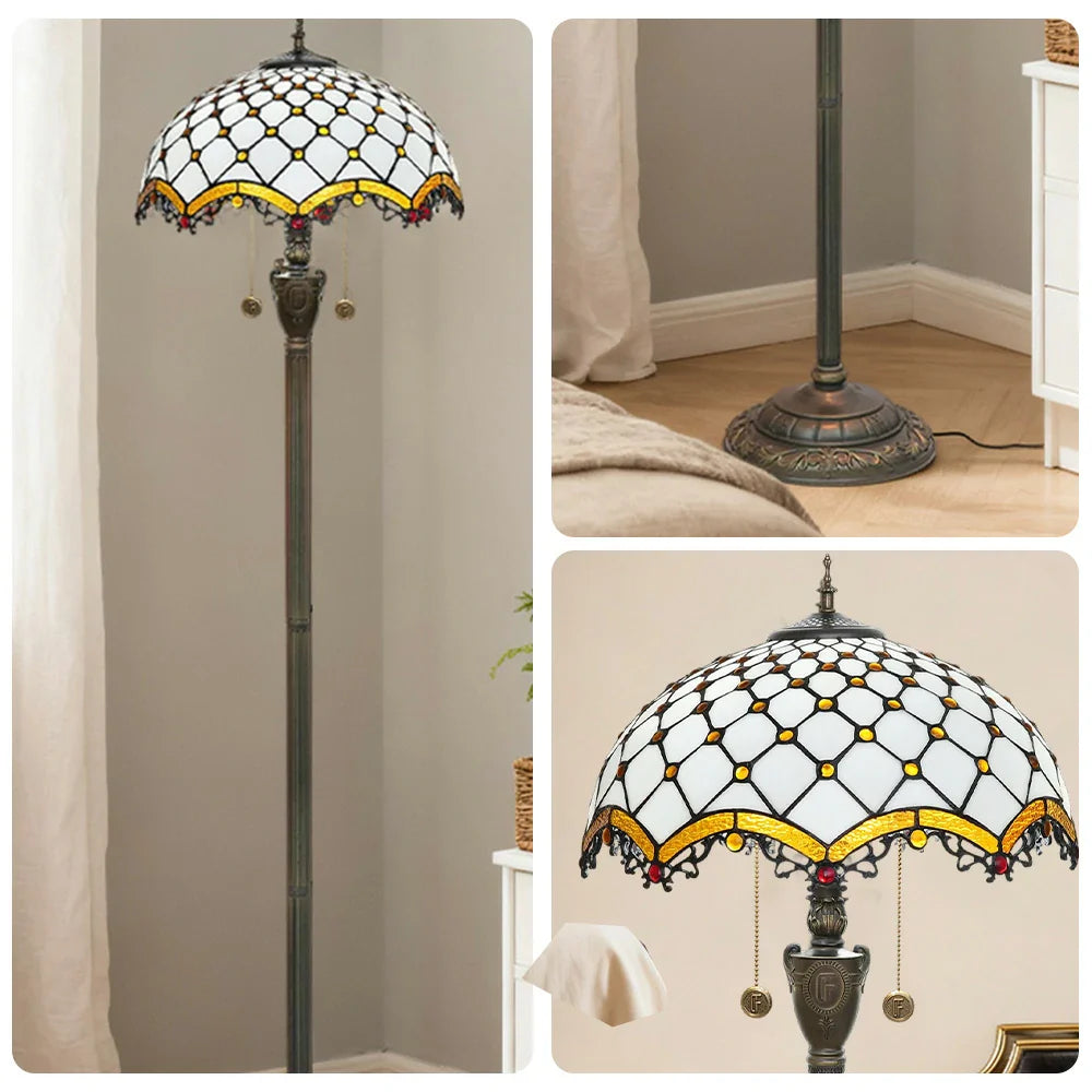 LIVARA Crystal Height - Floor - E27 Socket, Lamp Switch, Adjustable for Zipper Soft Shade, Glow Dual Pendant, White High-Temperature Copper Glass