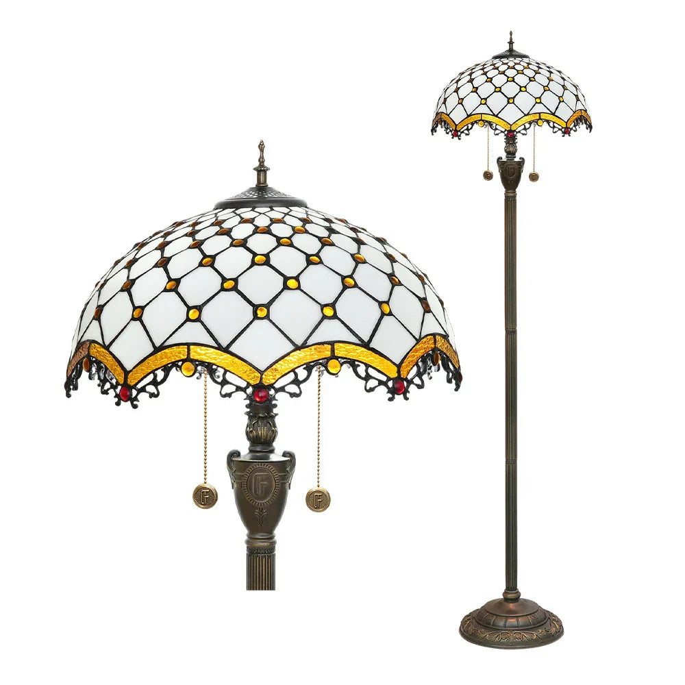 LIVARA Crystal Height - Floor - E27 Socket, Lamp Switch, Adjustable for Zipper Soft Shade, Glow Dual Pendant, White High-Temperature Copper Glass