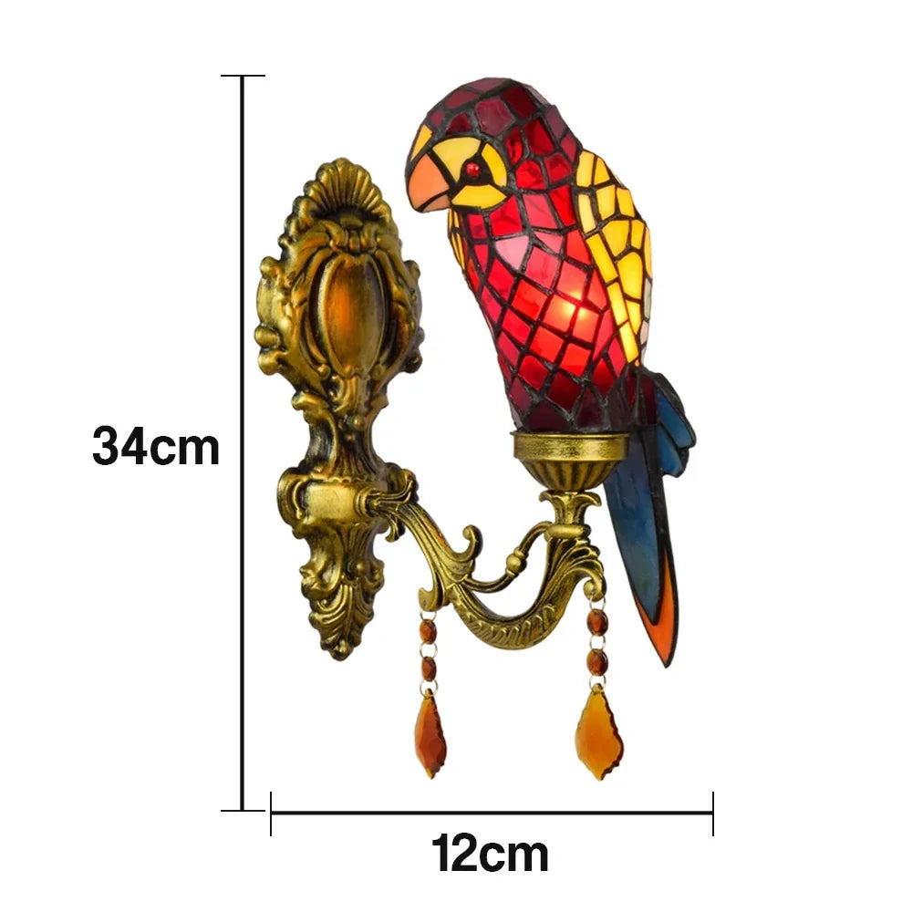 LIVARA Crystal High-Temperature Alloy Frame - Design, Pendant, Iron Parrot Glass Crystal Wall Red Shape Premium - Shade, Light and