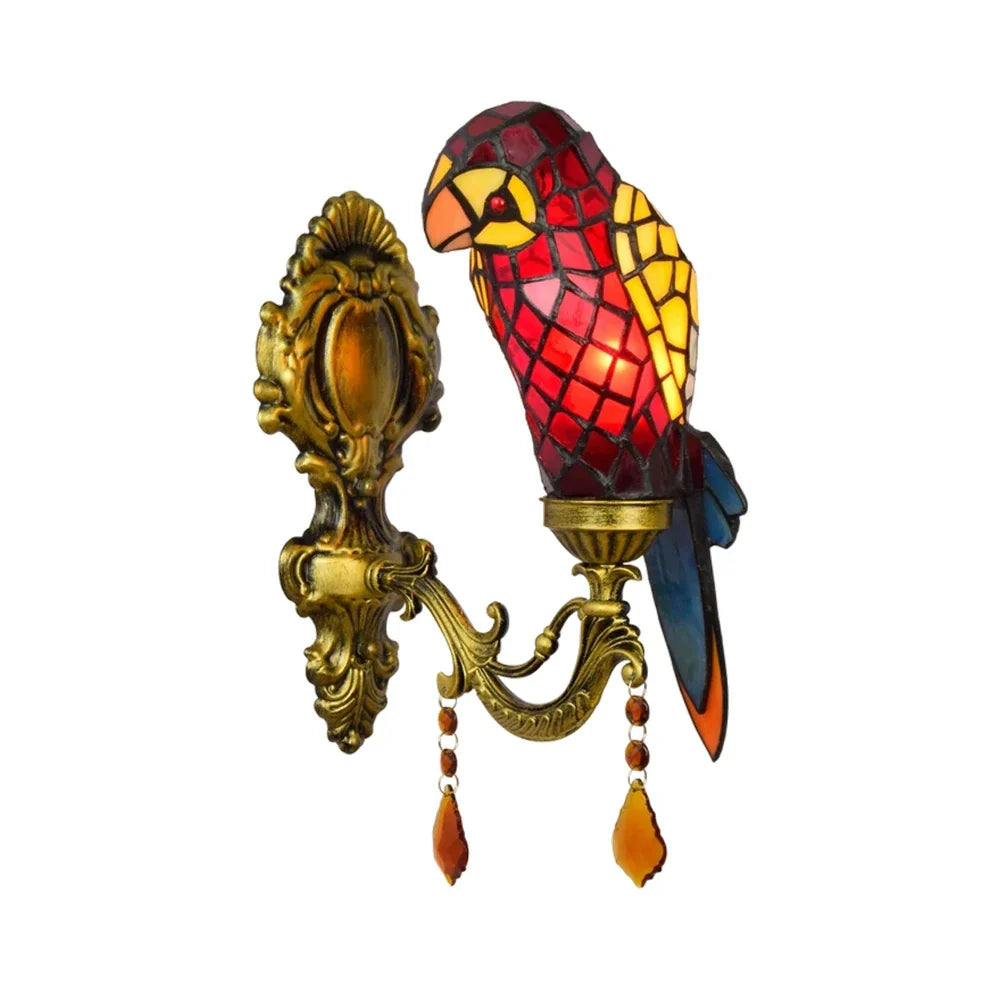 LIVARA Crystal High-Temperature Alloy Frame - Design, Pendant, Iron Parrot Glass Crystal Wall Red Shape Premium - Shade, Light and