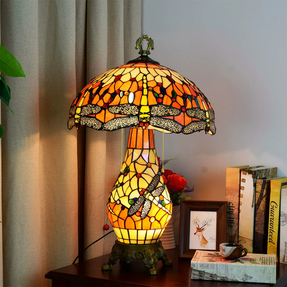 LIVARA Glass Shade, - Adjustable Metal Red Lamp Alloy Glass - High-Temperature Pull-Chain Height, Switch Base, Table