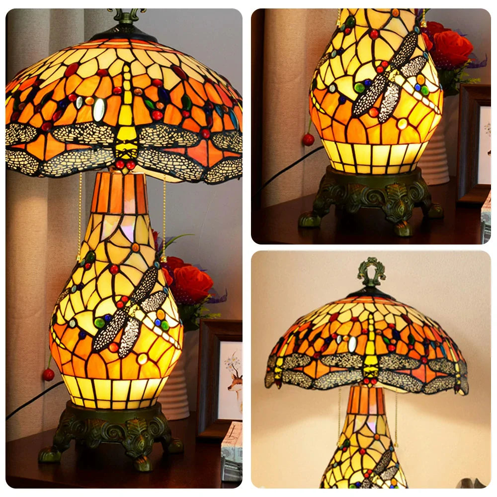 LIVARA Glass Shade, - Adjustable Metal Red Lamp Alloy Glass - High-Temperature Pull-Chain Height, Switch Base, Table