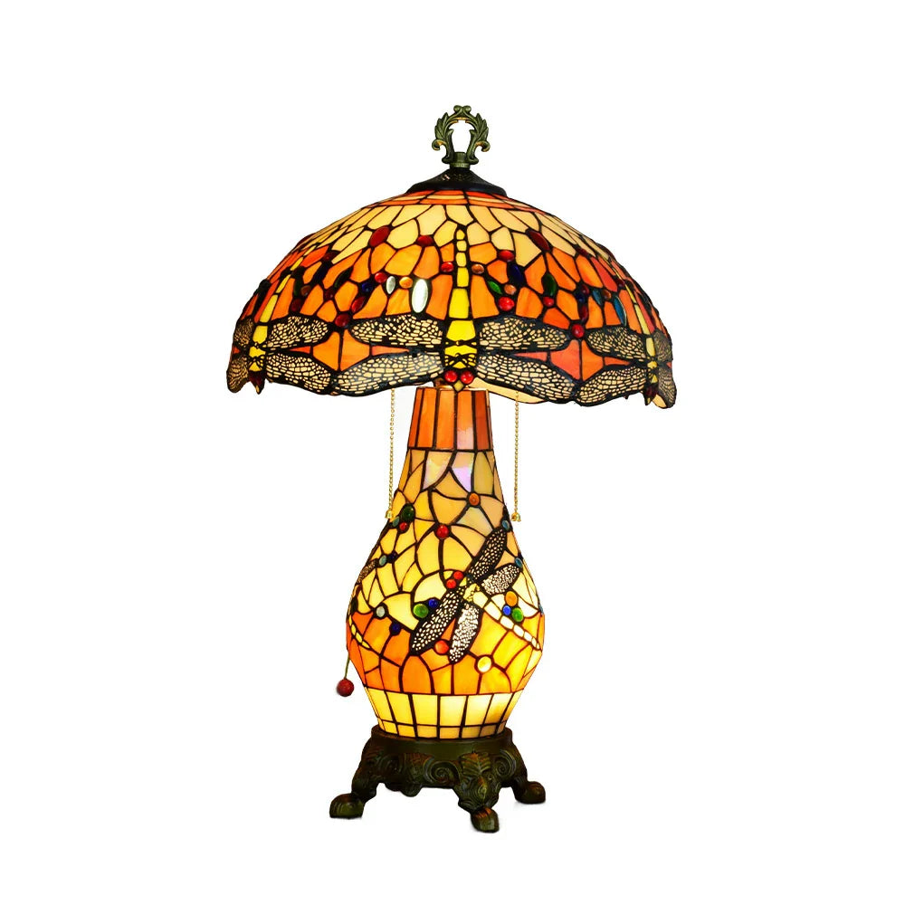 LIVARA Glass Shade, - Adjustable Metal Red Lamp Alloy Glass - High-Temperature Pull-Chain Height, Switch Base, Table