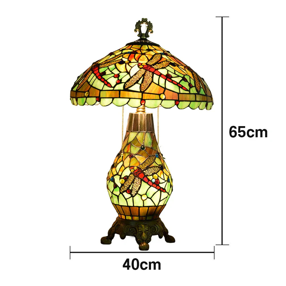 LIVARA Glass Table Base, Pull-Chain - High-Temperature Switch Height, - Lamp Adjustable Green Shade, Alloy Metal Glass