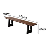 LIVARA 120/140cm Solid Wood Bench Seating - Heavy-Duty Steel Legs with 5cm Thick Top Industrial Dining & Pool Table Bench for Home & Game Rooms - Dark Walnut