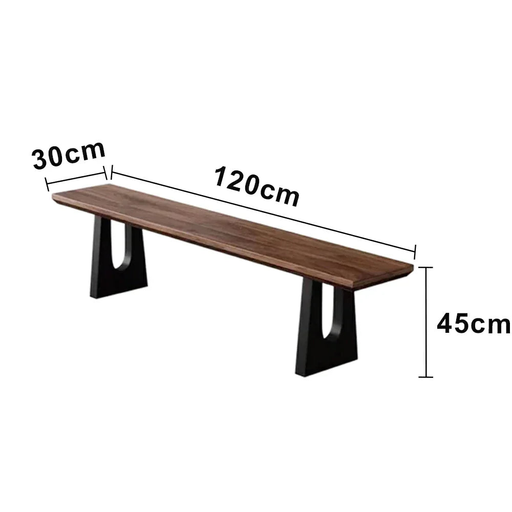 LIVARA 120/140cm Solid Wood Bench Seating - Heavy-Duty Steel Legs with 5cm Thick Top Industrial Dining & Pool Table Bench for Home & Game Rooms - Dark Walnut