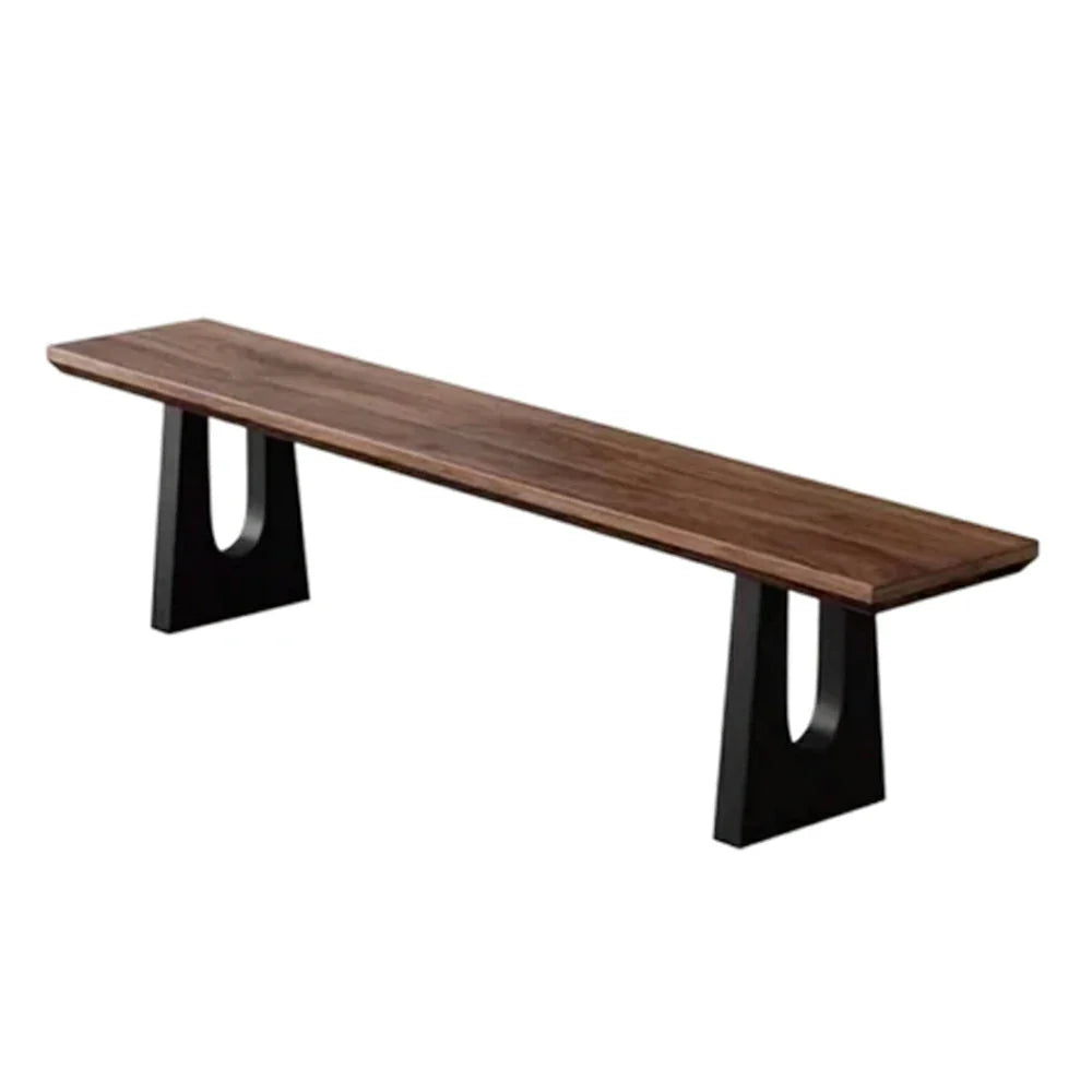 LIVARA 120/140cm Solid Wood Bench Seating - Heavy-Duty Steel Legs with 5cm Thick Top Industrial Dining & Pool Table Bench for Home & Game Rooms - Dark Walnut