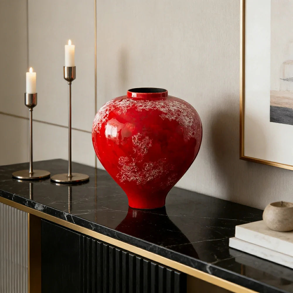 LIVARA Ceramic Vase Decor Display Artistic Design Matte Ceramic Peach & Plum Vase Handcrafted