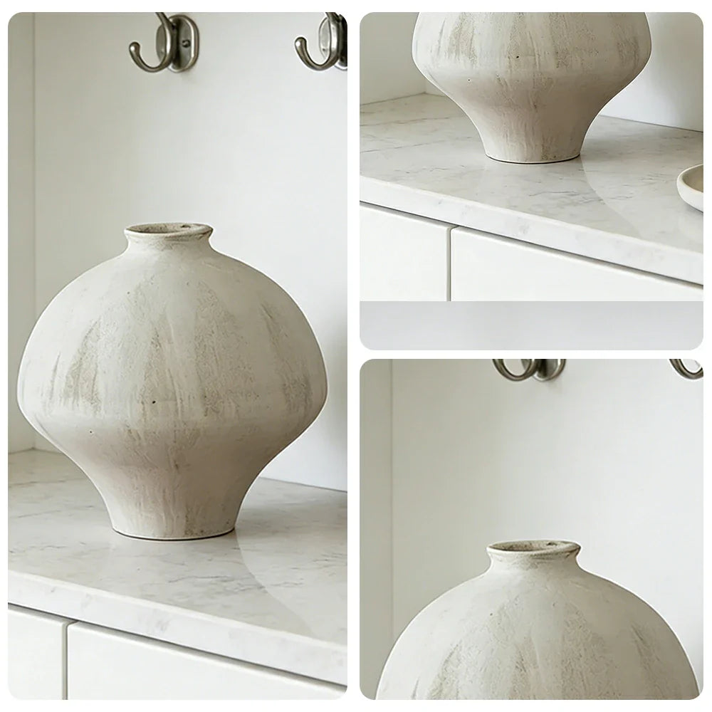 LIVARA Ceramic Vase Decor Display Artistic Design Matte Ceramic Sun Over Mountains Handcrafted