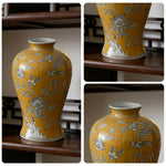 LIVARA Ceramic Vase Decor Display Artistic Design Matte Ceramic Royal Floral & Bird Handcrafted