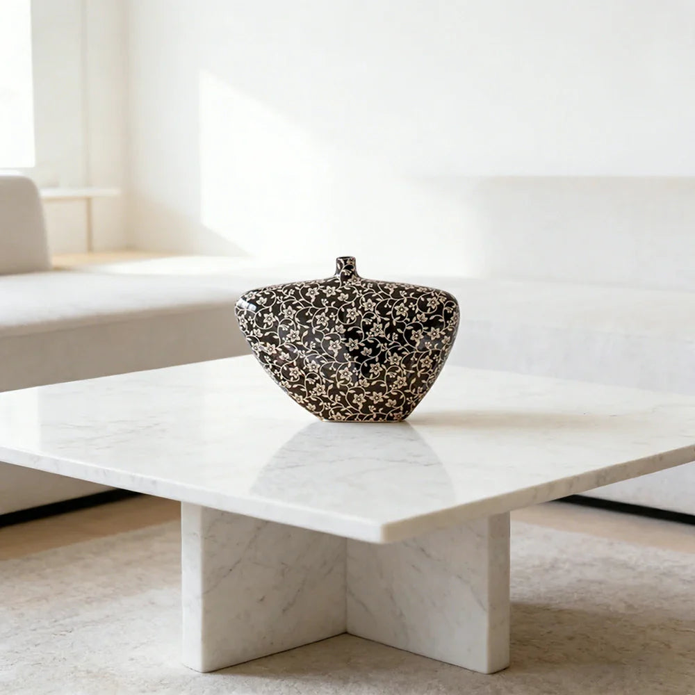 LIVARA Ceramic Vase Decor Display Artistic Design Matte Ceramic Stone Base Vase Handcrafted