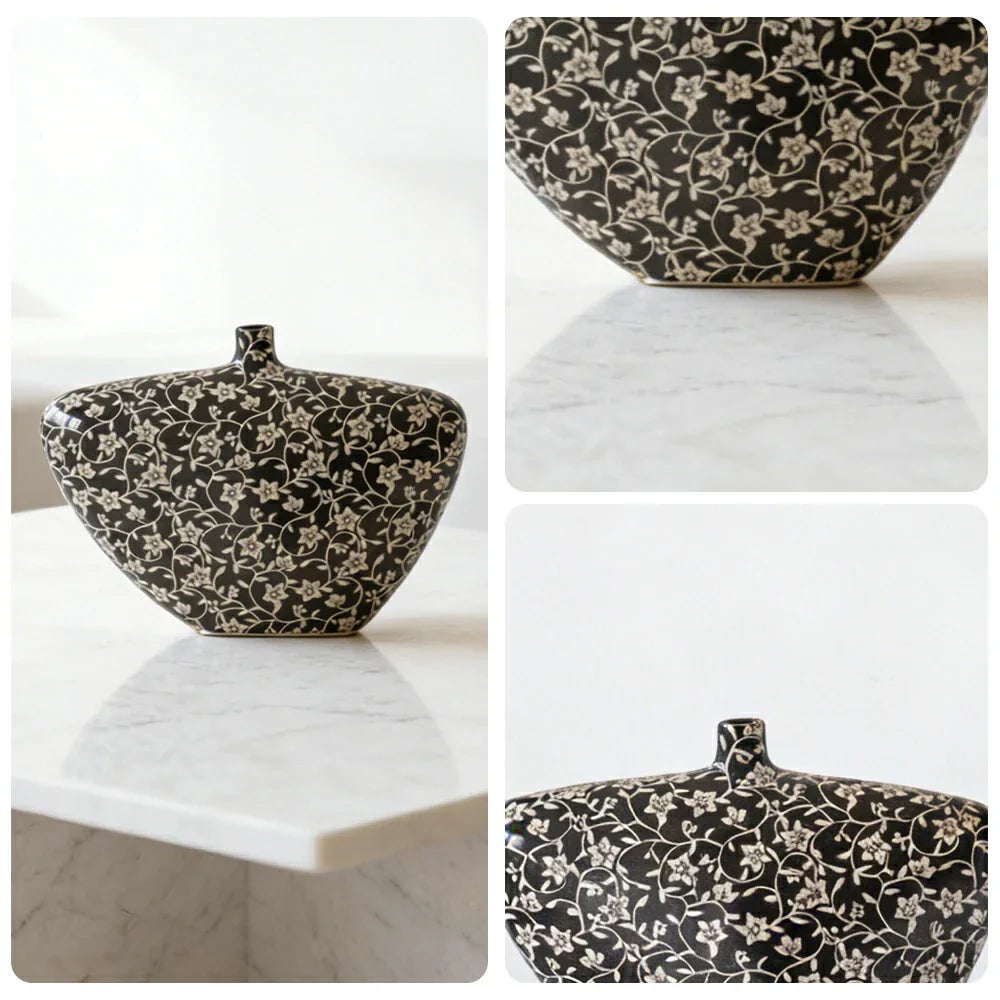 LIVARA Ceramic Vase Decor Display Artistic Design Matte Ceramic Stone Base Vase Handcrafted
