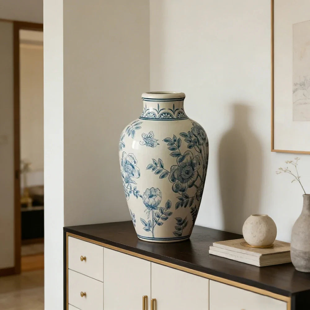 LIVARA Ceramic Vase Decor Display Textured Design Matte Ceramic Silent Moon Handcrafted