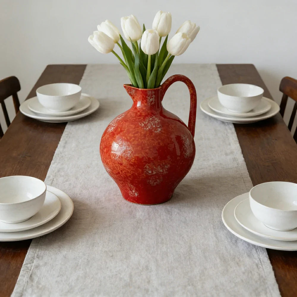 LIVARA Ceramic Vase Decor Display Artistic Design Matte Ceramic Red Gemstone Shape Handcrafted