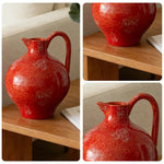 LIVARA Ceramic Vase Decor Display Artistic Design Matte Ceramic Red Gemstone Shape Handcrafted