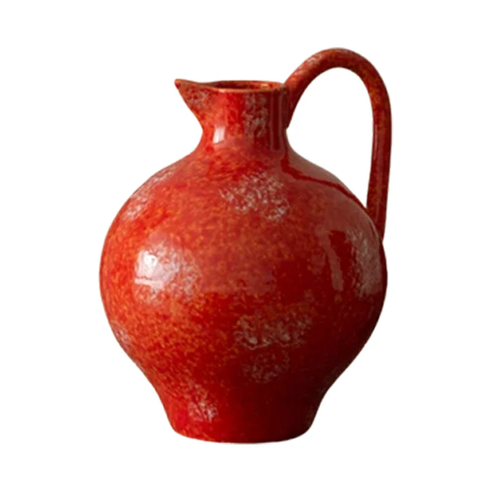 LIVARA Ceramic Vase Decor Display Artistic Design Matte Ceramic Red Gemstone Shape Handcrafted