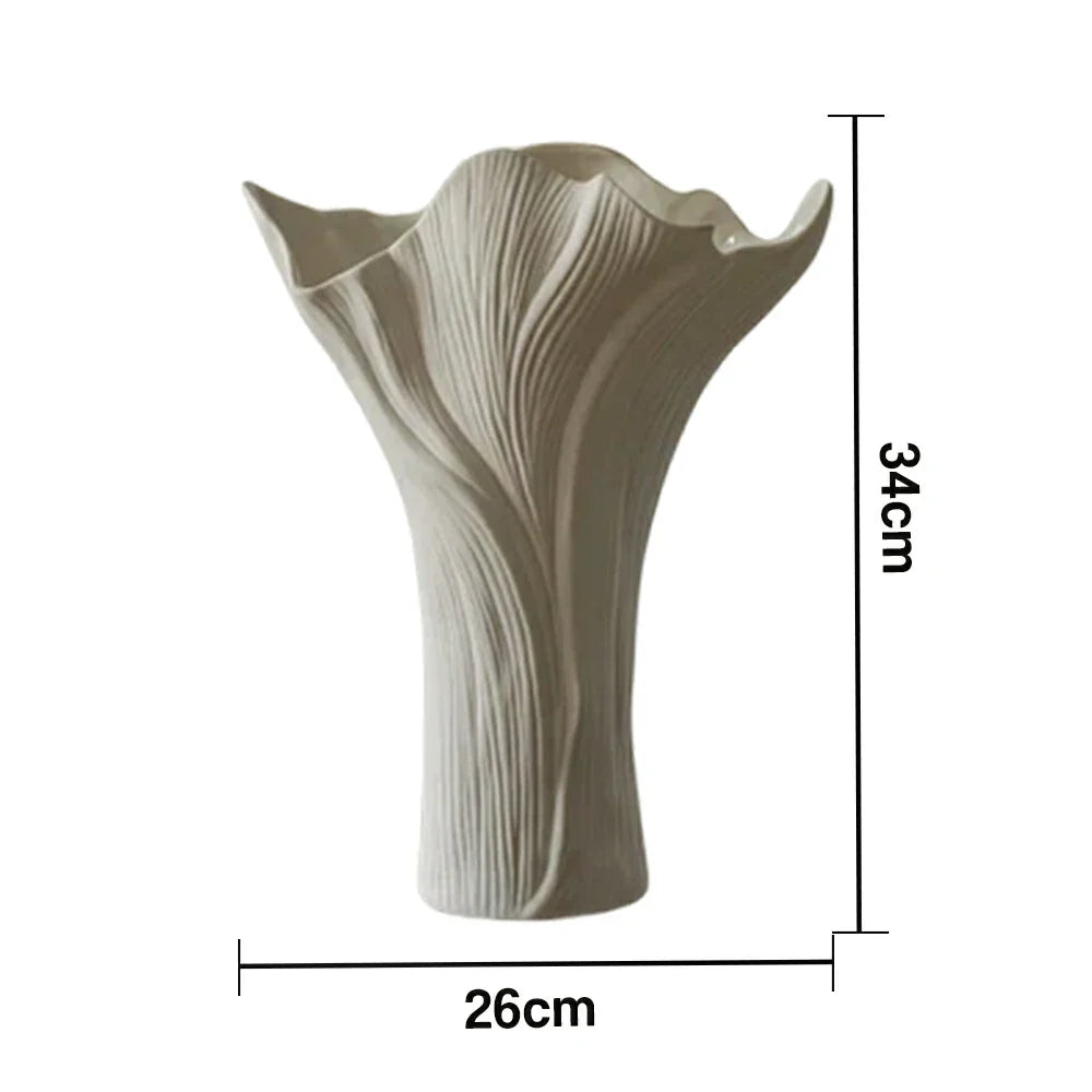 LIVARA Ceramic Vase Decor Display Artistic Design Matte Ceramic White Tree Grain Handcrafted
