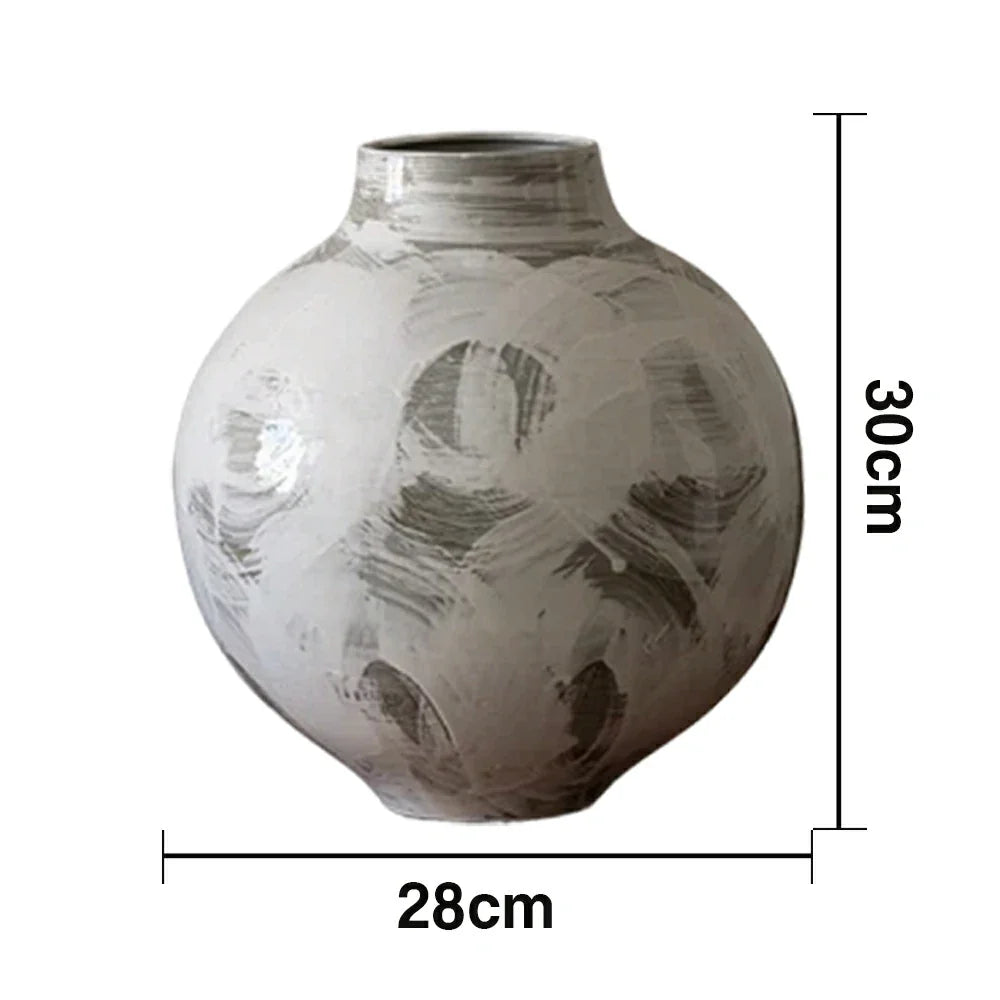 LIVARA Ceramic Vase Decor Display Artistic Design Matte Ceramic Round Belly Shape Handcrafted