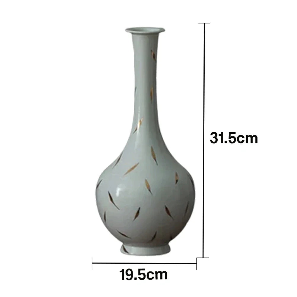 LIVARA Ceramic Vase Decor Display Artistic Design Matte Ceramic Long-Neck Shape Handcrafted