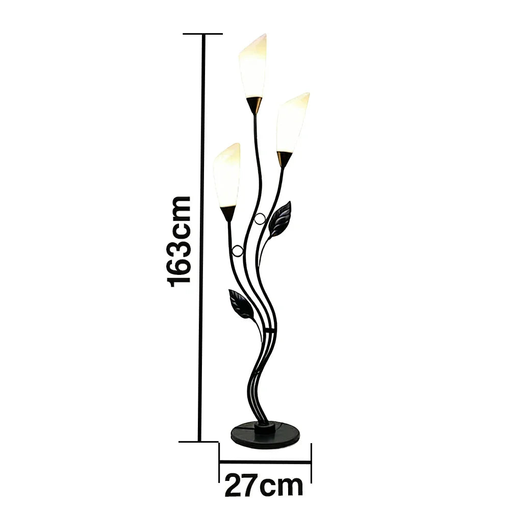 LIVARA Floor Lamp 7/12W Triple-Light Artistic Design with Stable Base, Soft Ambient Lighting, Acrylic Shade - Black