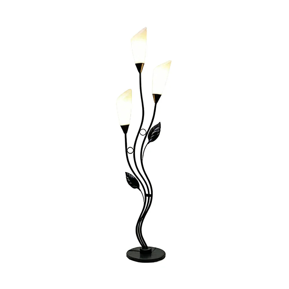 LIVARA Floor Lamp 7/12W Triple-Light Artistic Design with Stable Base, Soft Ambient Lighting, Acrylic Shade - Black