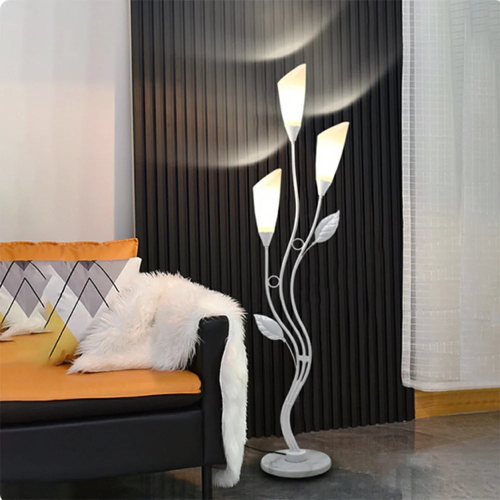 LIVARA Floor Lamp 7/12W Triple-Light Artistic Design with Stable Base, Soft Ambient Lighting, Acrylic Shade - White