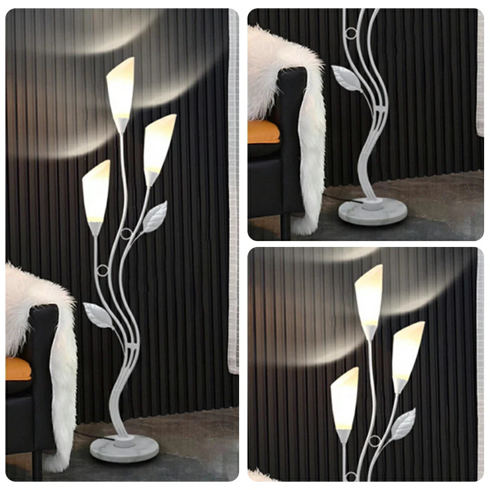 LIVARA Floor Lamp 7/12W Triple-Light Artistic Design with Stable Base, Soft Ambient Lighting, Acrylic Shade - White