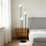 LIVARA Floor Lamp 9/12W Modern Luxury Design with Stable Base, Soft Ambient Lighting, Milk-White Glass Shade - Black