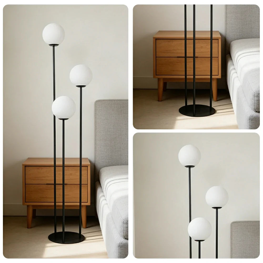 LIVARA Floor Lamp 9/12W Modern Luxury Design with Stable Base, Soft Ambient Lighting, Milk-White Glass Shade - Black