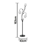 LIVARA Floor Lamp 9/12W Stable Marble Base with Triple-Flower Design, Soft Ambient Lighting, Glass Shade - Black