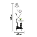LIVARA 9/12W Floor Lamp Stable Glass Top Design with Side Table Clock, Soft Ambient Lighting, Fabric Shade - Black