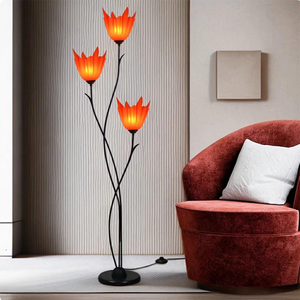 LIVARA 7/12W Floor Lamp 3 Lighting Modes Soft Ambient Lighting Acrylic Shade Foot Switch Stable Base - Black&Red