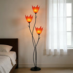 LIVARA 7/12W Floor Lamp 3 Lighting Modes Soft Ambient Lighting Acrylic Shade Foot Switch Stable Base - Black&Red
