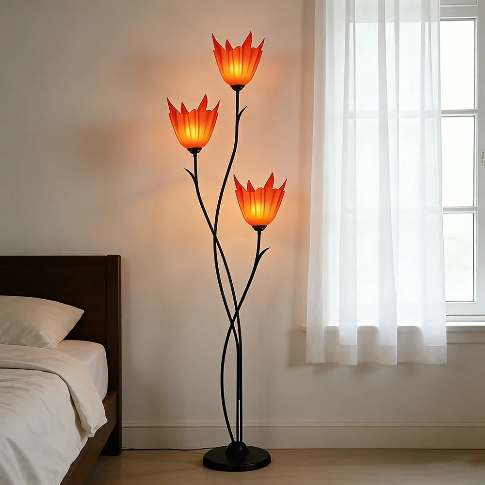 LIVARA 7/12W Floor Lamp 3 Lighting Modes Soft Ambient Lighting Acrylic Shade Foot Switch Stable Base - Black&Red