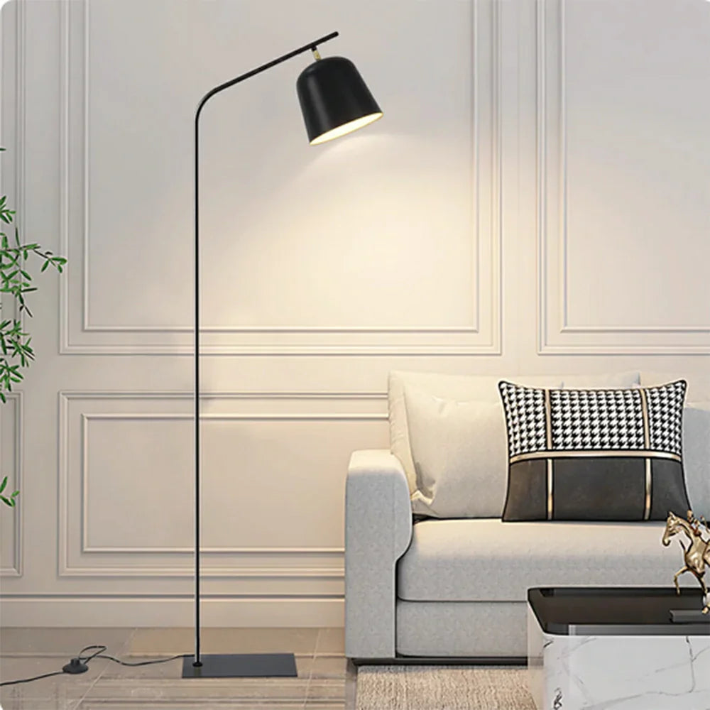 LIVARA 7/12W Floor Lamp Modern Design with Stable Base, Adjustable Head Metal Shade, 3 Lighting Modes - Black