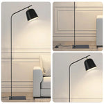 LIVARA 7/12W Floor Lamp Modern Design with Stable Base, Adjustable Head Metal Shade, 3 Lighting Modes - Black