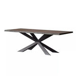 LIVARA 140/160cm Dining Table - Industrial-Style Wood Texture Top with Reinforced Metal Cross Base