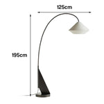 LIVARA Floor Lamp - Soft Diffused Lighting, Curved Design, Metal Frame with Fabric Shade & Geometric Base