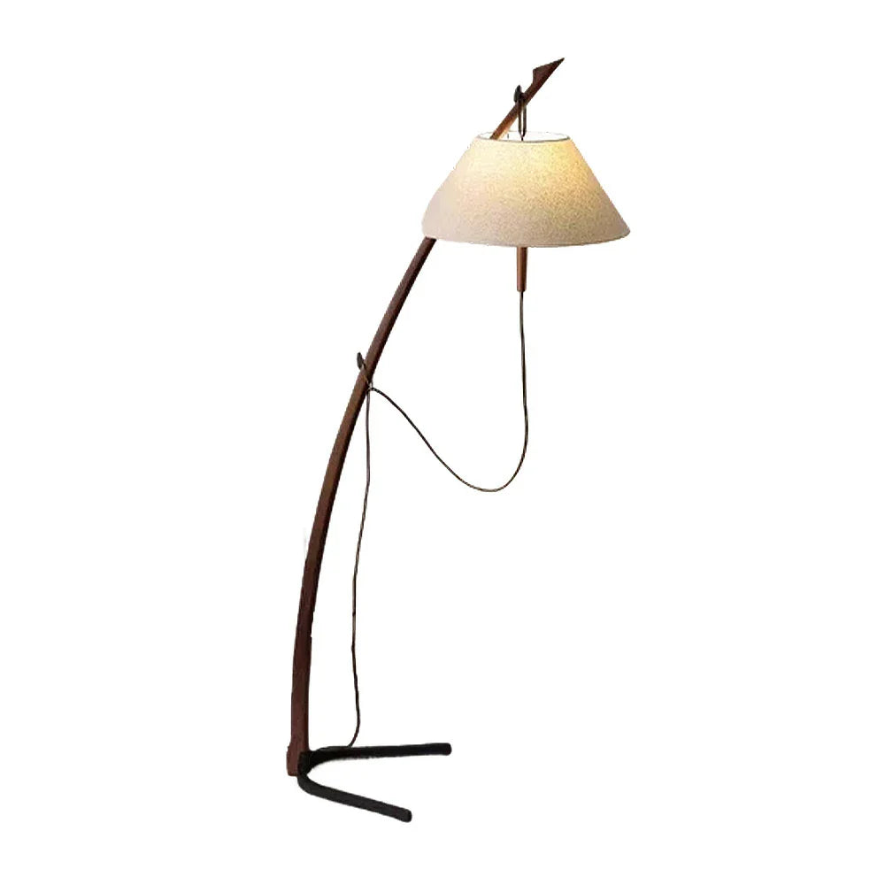 LIVARA Floor Lamp - Soft Ambient Lighting, Sculptural Tree-Inspired Design, Linen Shade, Metal & Ash Wood Base - Walnut