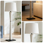 LIVARA Floor Lamp - Soft Ambient Lighting, Fabric Shade, Iron & Leather Body with Brushed Electroplated Finish